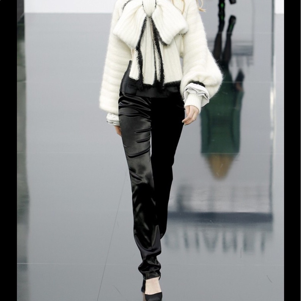 NWOT CHANEL high waist silk tuxedo pants